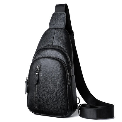 Genuine Leather Chest Bag For Men Crossbody Shoulder Messenger Bag 7