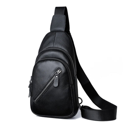 Genuine Leather Chest Bag For Men Crossbody Shoulder Messenger Bag 8