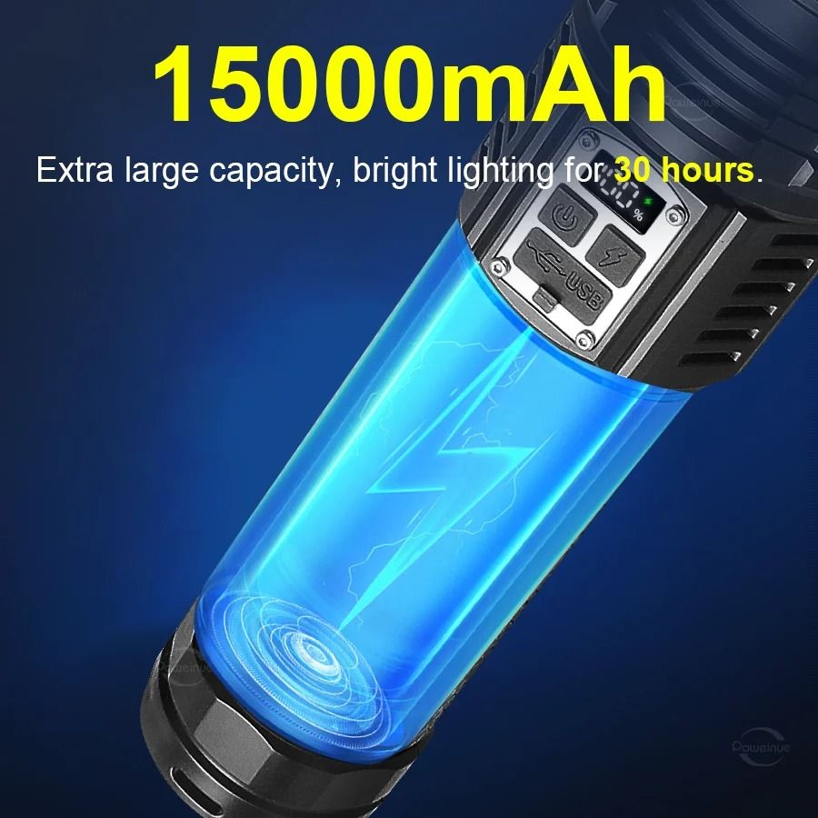 Ultra Bright Long Range LED Flashlight Rechargeable Tactical Torch With 6000M Beam And 15000mAh Bat 5