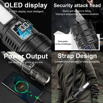 Ultra Bright Long Range LED Flashlight Rechargeable Tactical Torch With 6000M Beam And 15000mAh Bat 6