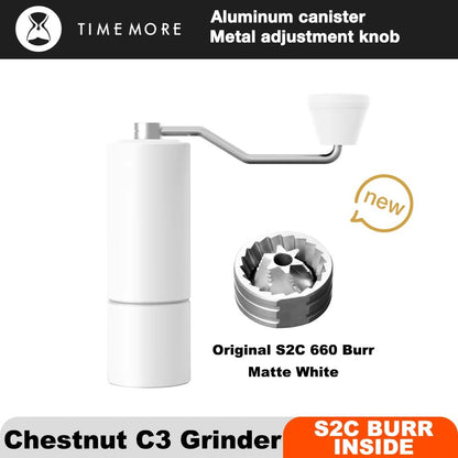 TIMEMORE Chestnut C3 Manual Coffee Grinder  Portable Hand Grinder With S2C Burr  Double Bearing For 4