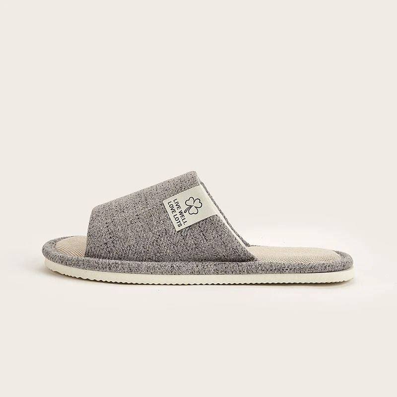 Comfortable Linen Home Slippers For Men And Women Open Toe Breathable Indoor Shoes 4