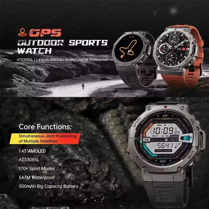 TRex 3 Ultra GPS Smartwatch  5ATM Waterproof Military Sports Watch With DualBand GNSS  Compass 2025 1