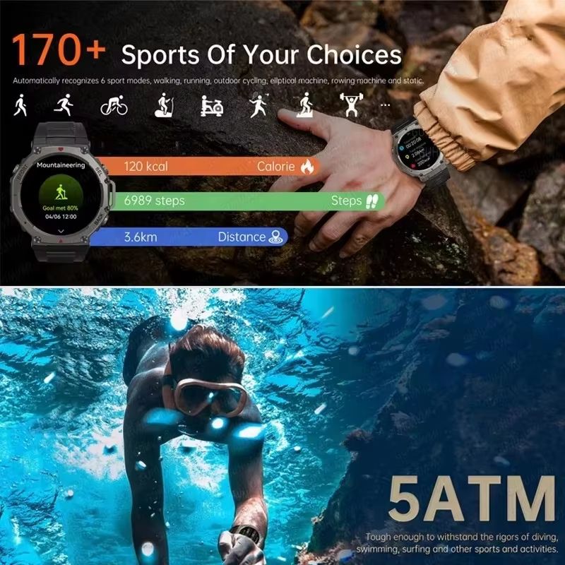 TRex 3 Ultra GPS Smartwatch  5ATM Waterproof Military Sports Watch With DualBand GNSS  Compass 2025 4