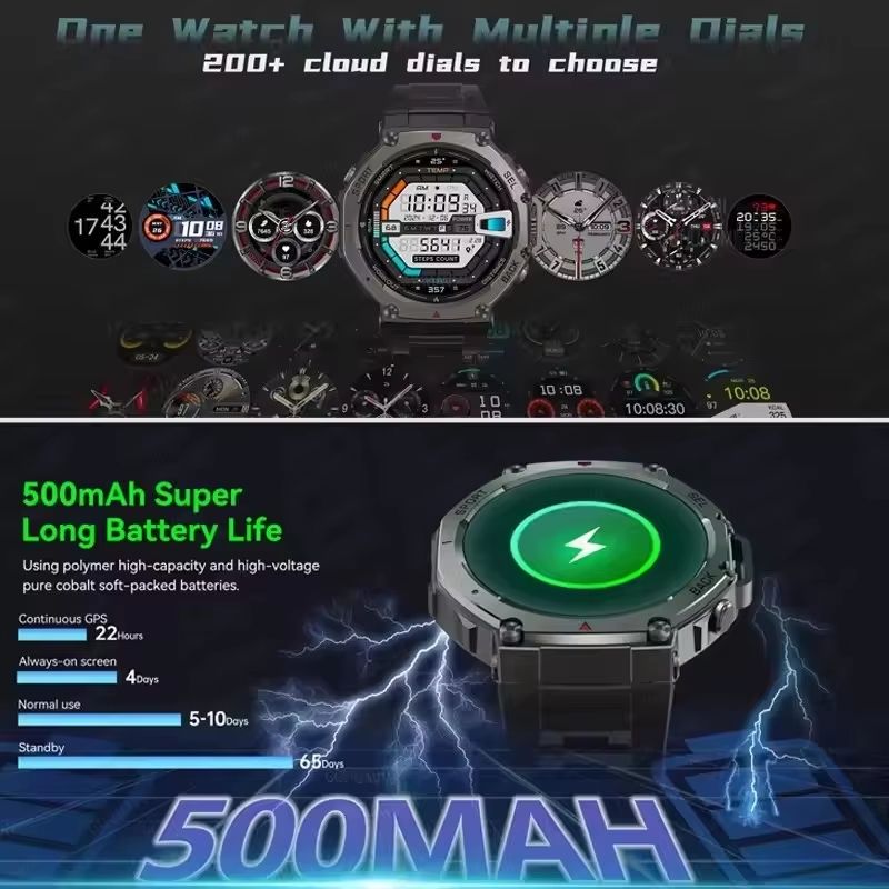 TRex 3 Ultra GPS Smartwatch  5ATM Waterproof Military Sports Watch With DualBand GNSS  Compass 2025 5