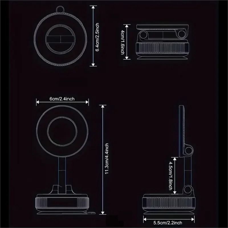 Rotating Vacuum Magnetic Car Phone Holder Dashboard Glass Mount 1