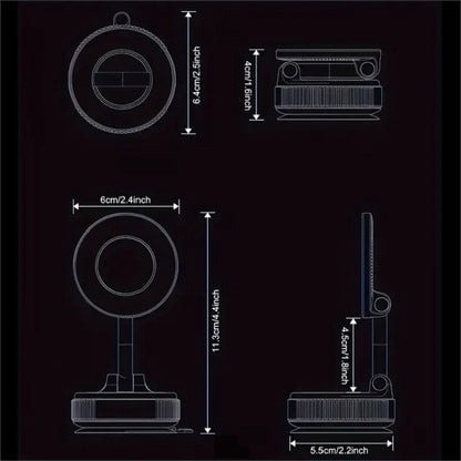 Rotating Vacuum Magnetic Car Phone Holder Dashboard Glass Mount 1