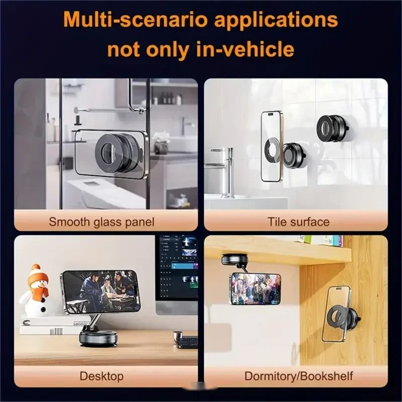 Rotating Vacuum Magnetic Car Phone Holder Dashboard Glass Mount 3
