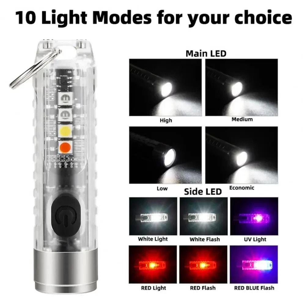 Mini Keychain Flashlight Type C Fast Charging Waterproof Torch with Magnet
