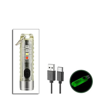 Mini Keychain Flashlight Type C Fast Charging Waterproof Torch With Magnet 7