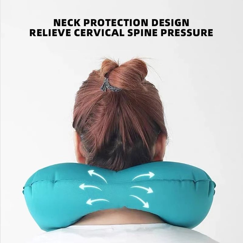 U Shape Inflatable Travel Pillow Portable Folding Neck Pillow For Car Airplane And Outdoor Use 2