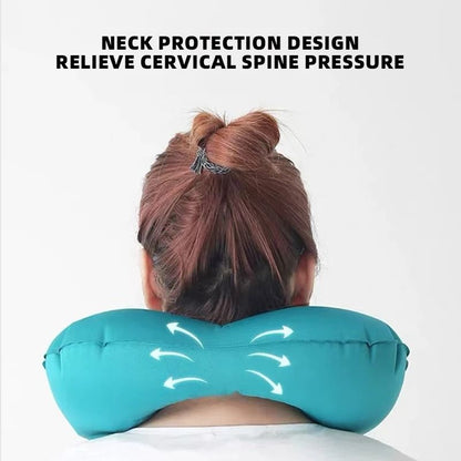 U Shape Inflatable Travel Pillow Portable Folding Neck Pillow For Car Airplane And Outdoor Use 2