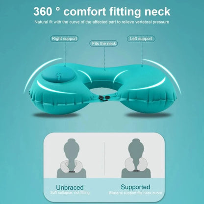 U Shape Inflatable Travel Pillow Portable Folding Neck Pillow For Car Airplane And Outdoor Use 4