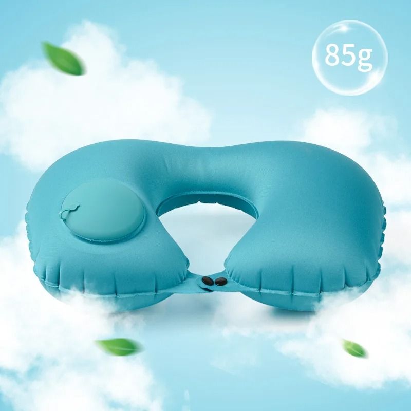 U Shape Inflatable Travel Pillow Portable Folding Neck Pillow for Car Airplane and Outdoor Use