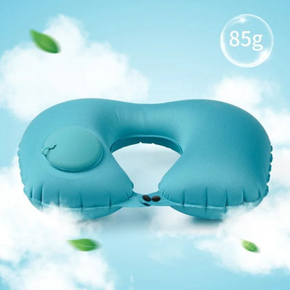 U Shape Inflatable Travel Pillow Portable Folding Neck Pillow for Car Airplane and Outdoor Use