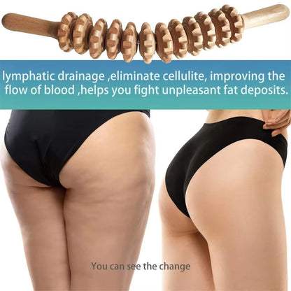 MultiFunctional Wooden Massage Roller Natural Curved Body Roller For Thigh  Waist Cellulite Reducti