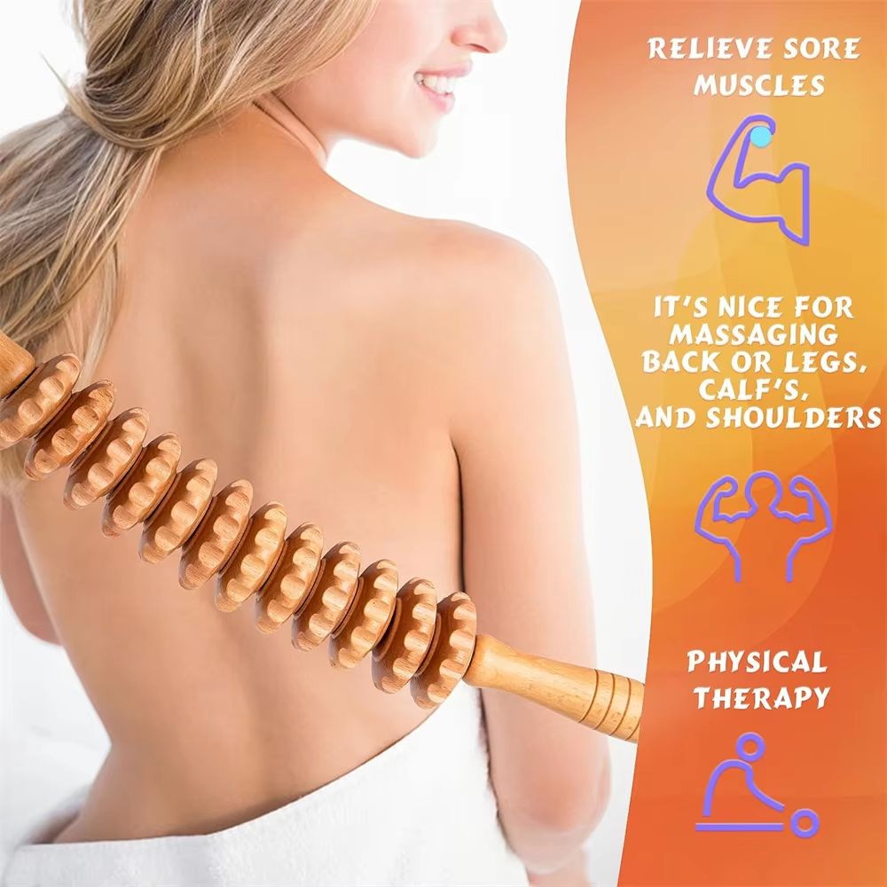 MultiFunctional Wooden Massage Roller Natural Curved Body Roller For Thigh  Waist Cellulite Reducti