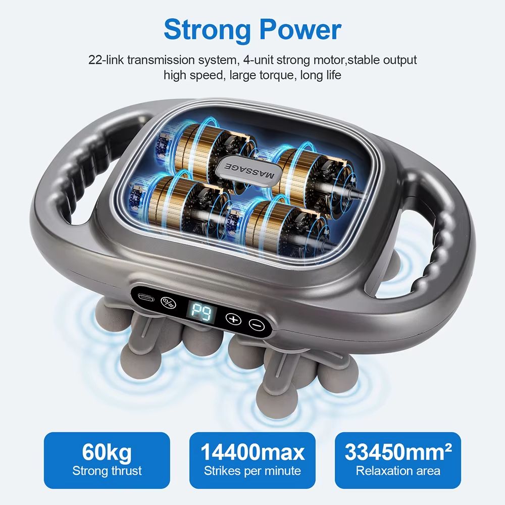 High Frequency Vibration Fascia Gun 22 Heads Muscle Massager For Back Waist Neck Shoulder Body Mass 3