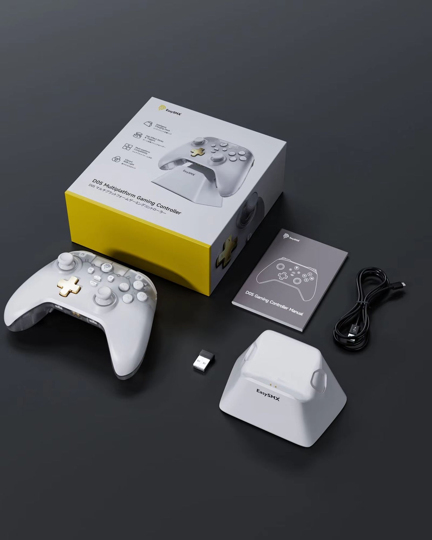 EasySMX D05 Wireless Game Controller With RGB Charging Dock And Hall Effect Joysticks  For Nintendo 5