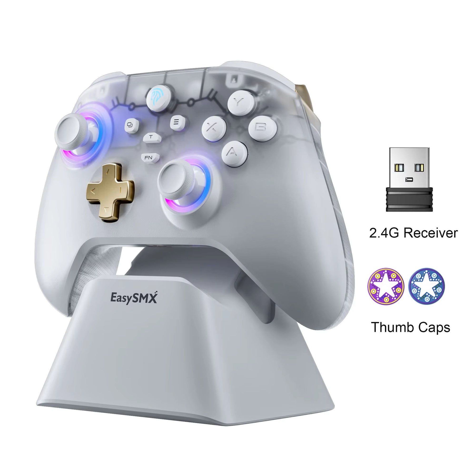EasySMX D05 Wireless Game Controller With RGB Charging Dock And Hall Effect Joysticks  For Nintendo 6