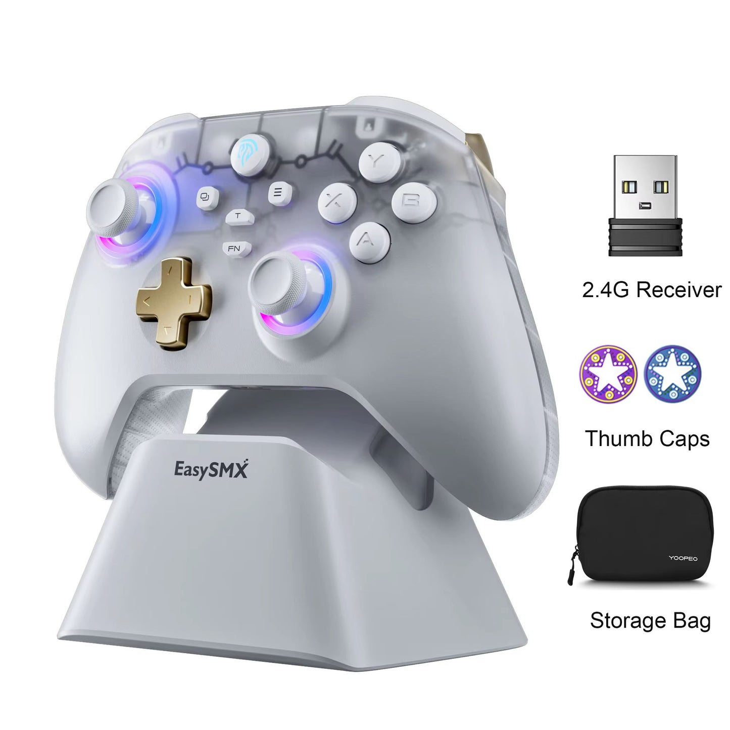 EasySMX D05 Wireless Game Controller With RGB Charging Dock And Hall Effect Joysticks  For Nintendo 7