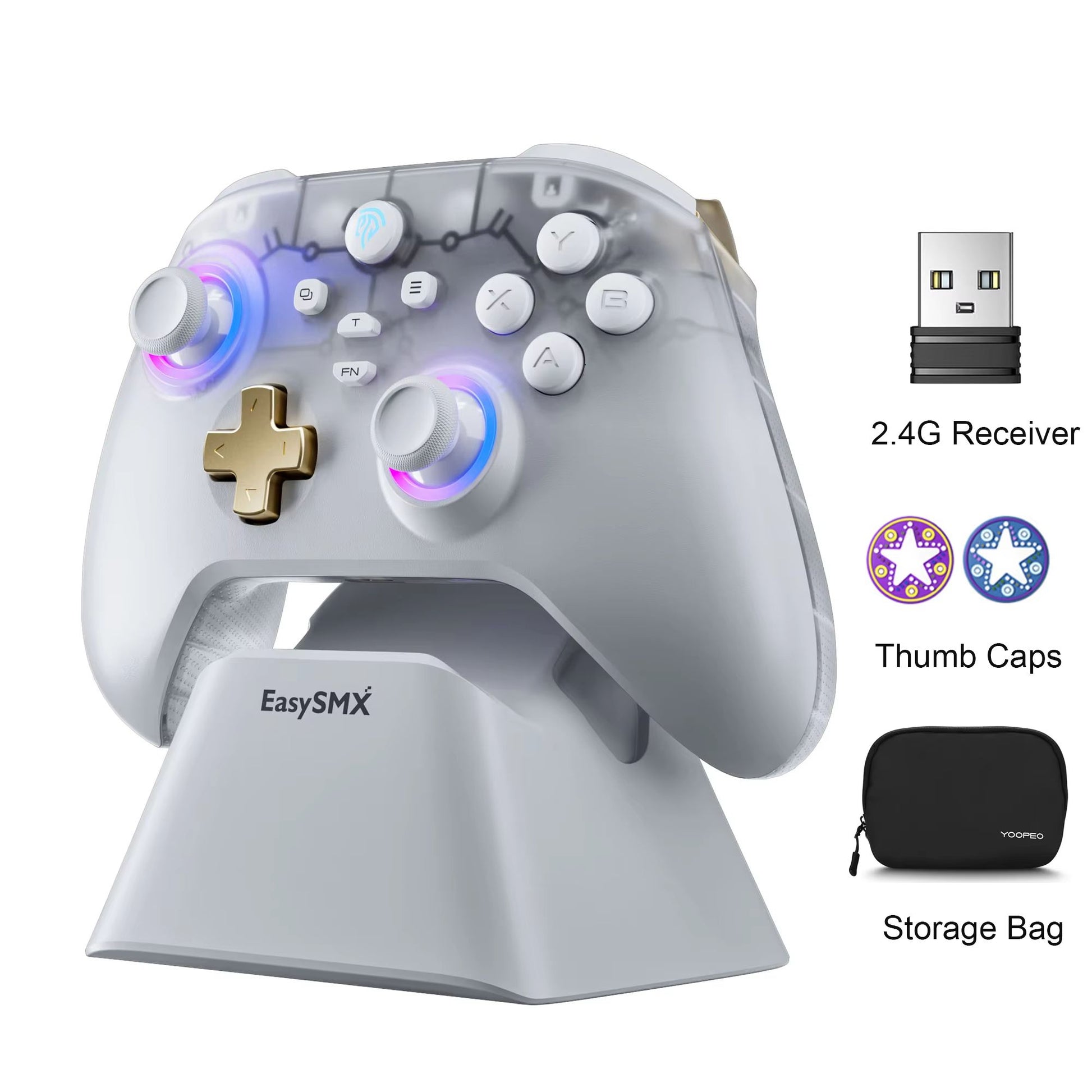 EasySMX D05 Wireless Game Controller With RGB Charging Dock And Hall Effect Joysticks  For Nintendo 7