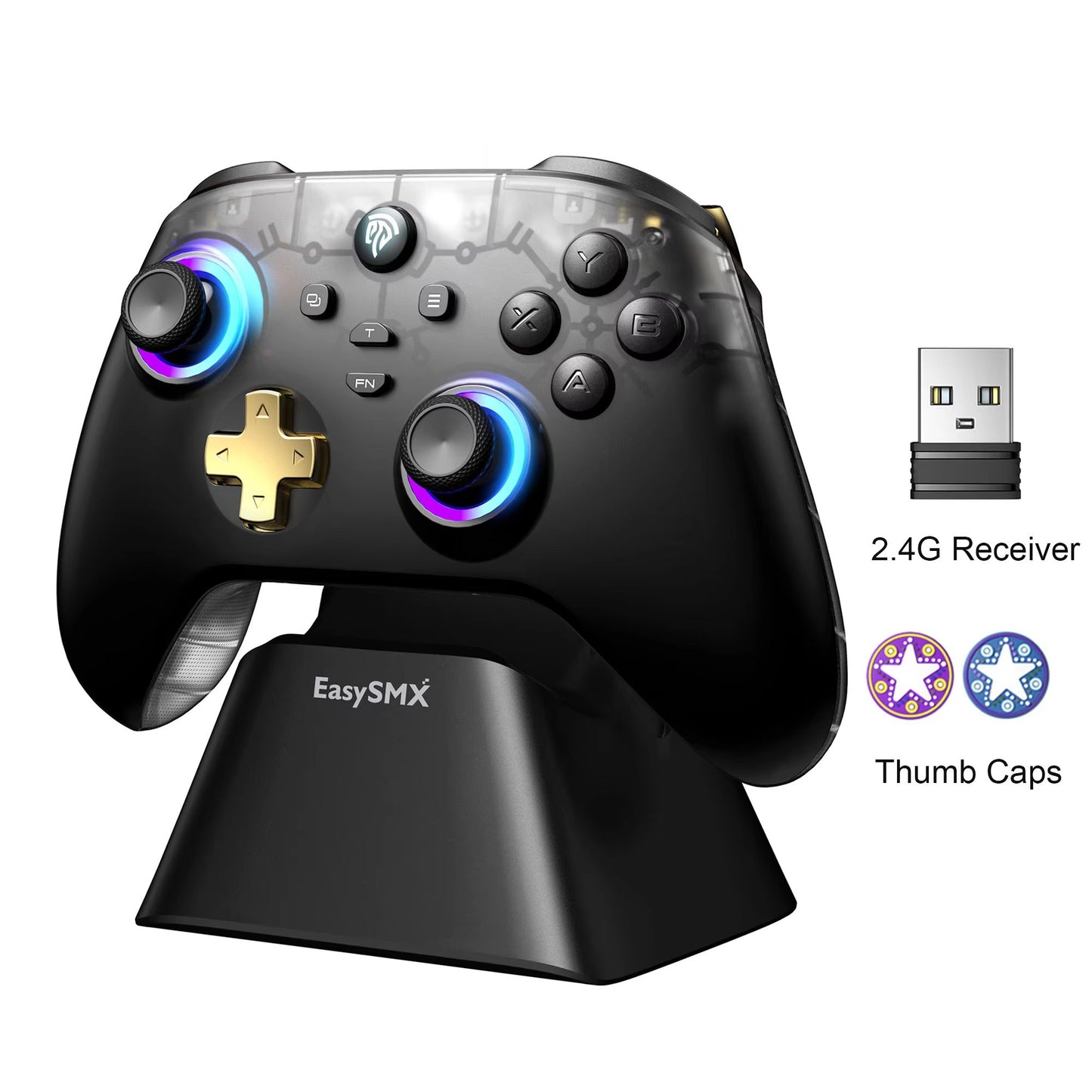 EasySMX D05 Wireless Game Controller With RGB Charging Dock And Hall Effect Joysticks  For Nintendo 8