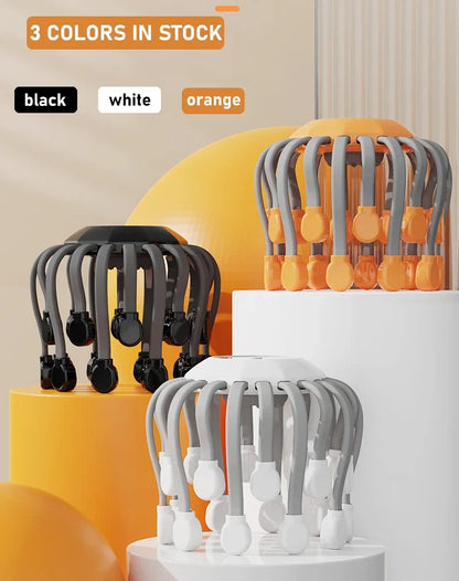 Octopus Scratcher Red Light Vibrator Orange Scalp Massager With 20 Massage Heads For Stress Relief