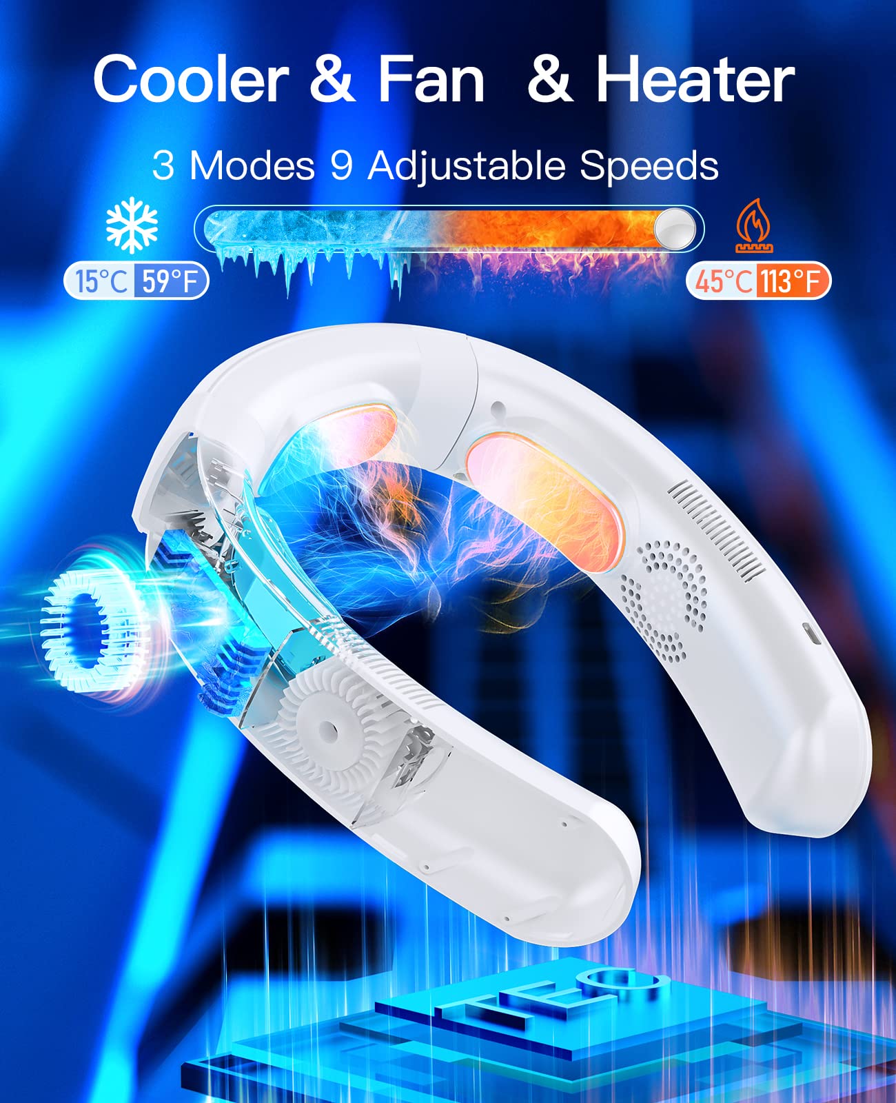 Wearable Air Conditioner, USB Rechargeable Portable Refrigeration, Hanging Neck Fan, Mute Outdoor Summer Coole