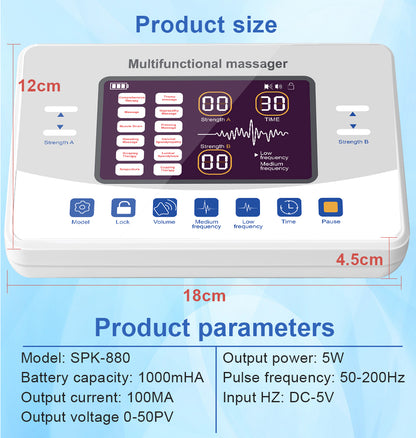 Electronic Pulse Massager Myostimulation Apparatus, 12 Modes Low Frequency Therapy Device, TENS EMS Muscle Stimulator