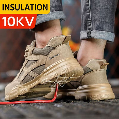Mens Insulated Safety Work Boots  10KV AntiSmash PunctureProof Breathable Shoes For Electricians An 2