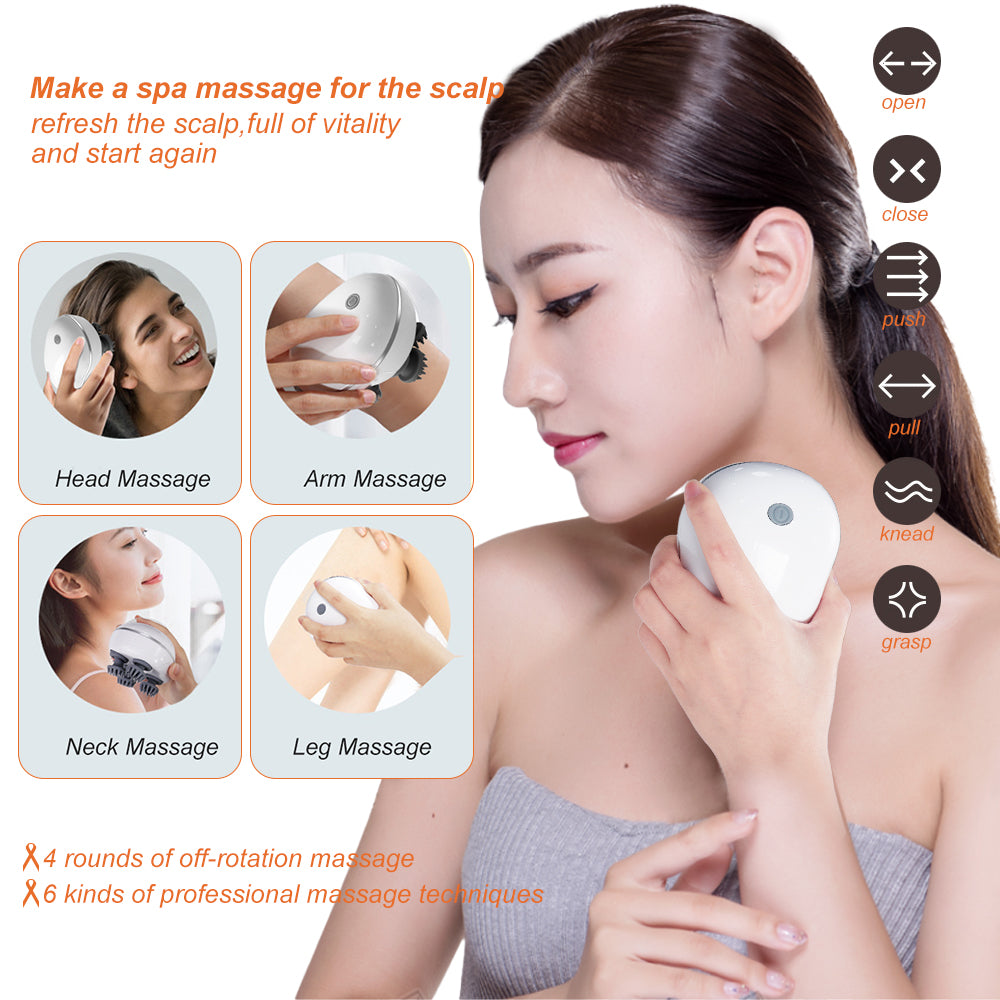 Deep Tissue Electric Scalp Head Massager, Vibrating Shoulder Neck Arm Leg Relax, Kneading Cat Pet Massage