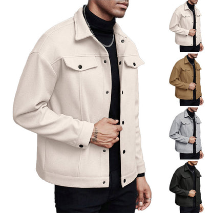 Men's Turtleneck Woolen Jacket, 2025 Autumn Winter New Style, Classic Version Pure Color, Casual Sports Business Jacket