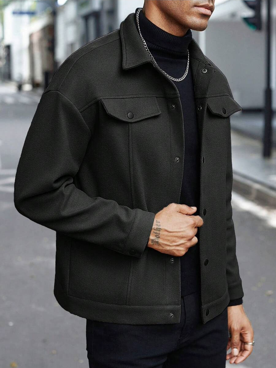Men's Turtleneck Woolen Jacket, 2025 Autumn Winter New Style, Classic Version Pure Color, Casual Sports Business Jacket