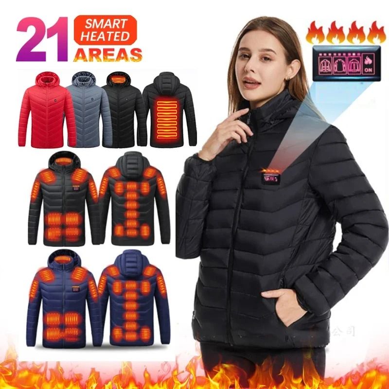 USB Heated Jacket for Men and Women with Multiple Heating Zones