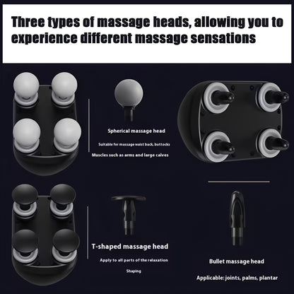 Professional Fascia Massage Portable Fascia Gun, High Frequency Four-Head Muscle Massager Gun for Neck Shoulder Waist