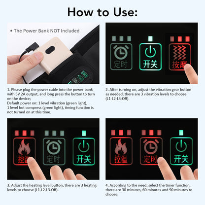 Back Support Belt 3 Levels Red Light Heat Electric Heating Waist Massager With Vibration Hot Compre 4