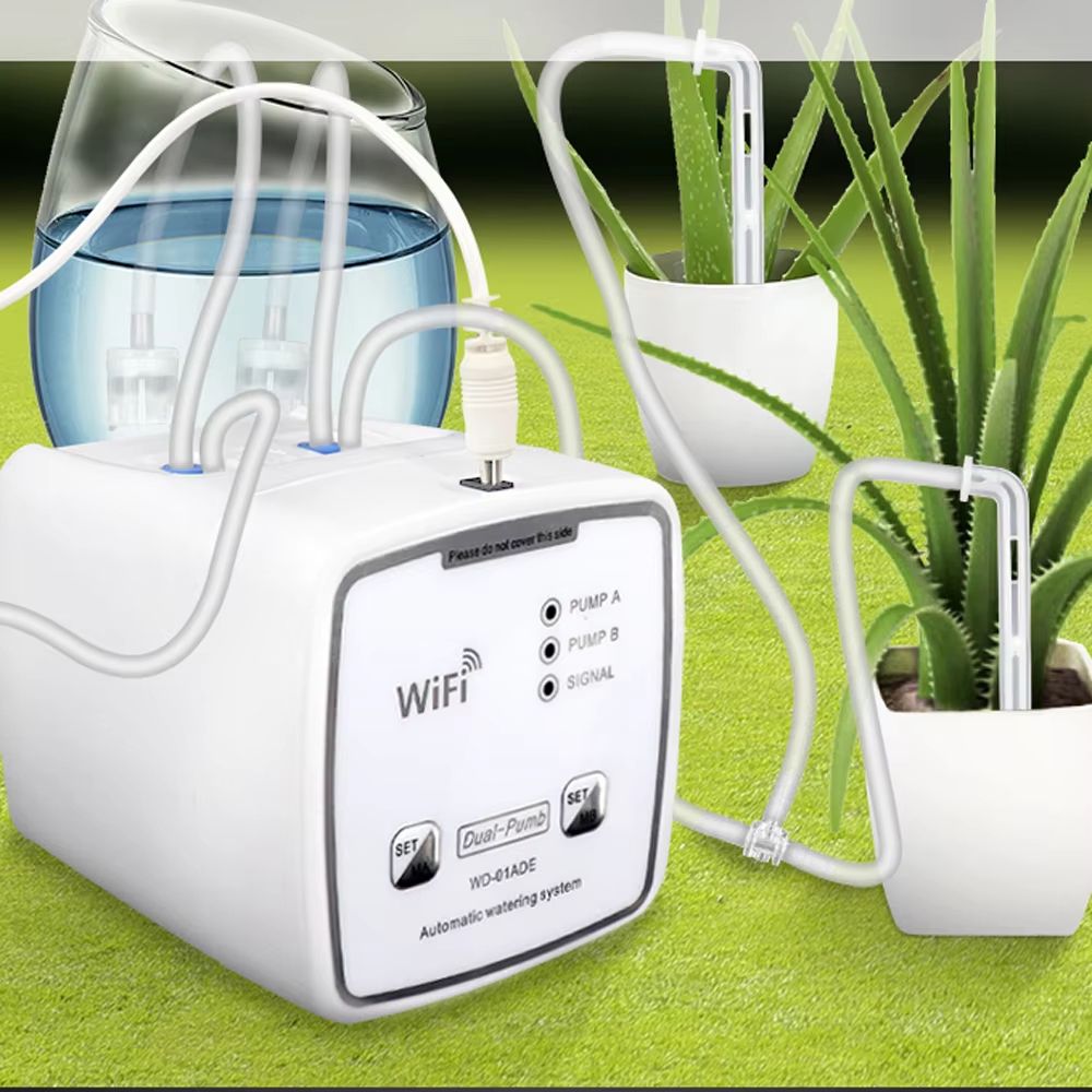 WiFi Smart Watering Device - Automatic Drip Irrigation System with Dual Pumps and Remote App Control for Gardens and Ter