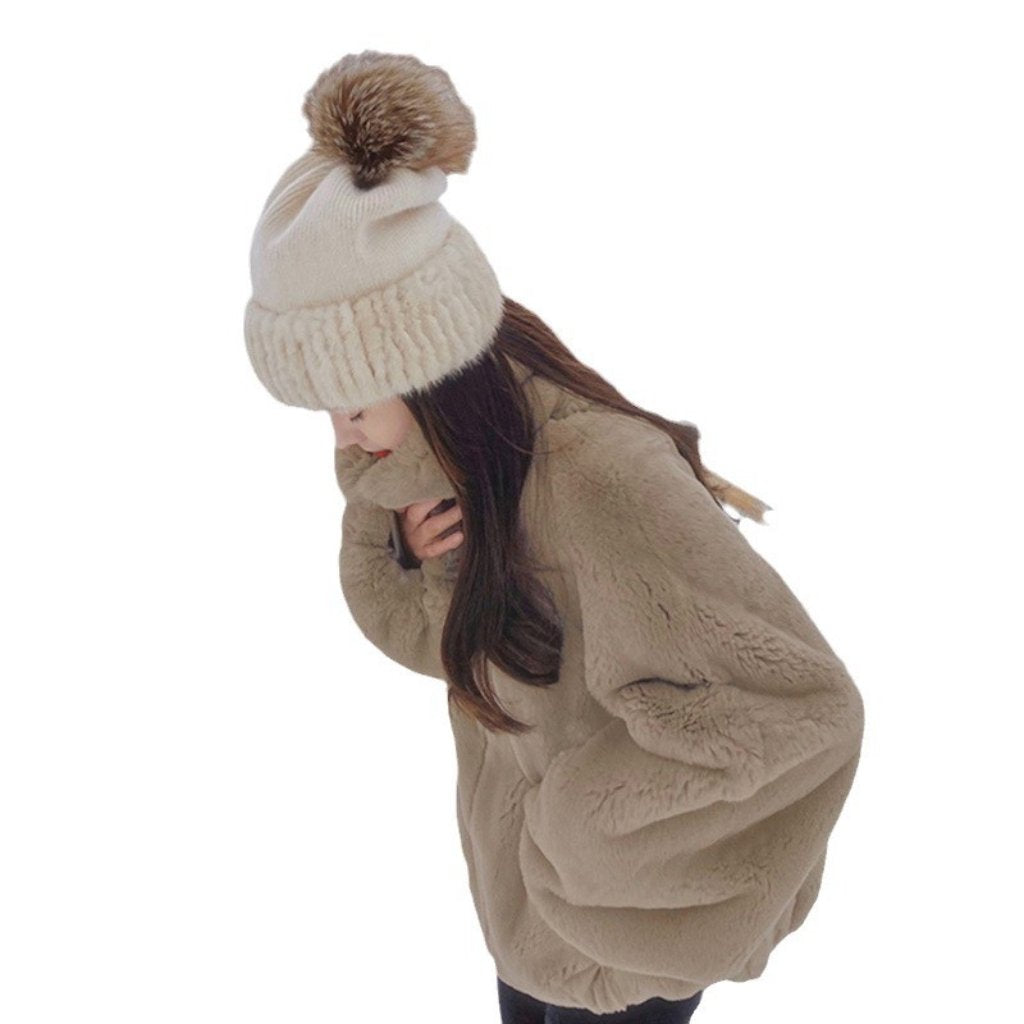Womens Furry Jacket Lamb Short Coat Winter Warm Thickened Loose Fit Jacket For Ladies Autumn Winter 1