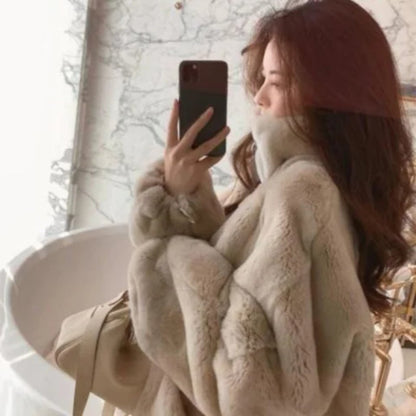 Womens Furry Jacket Lamb Short Coat Winter Warm Thickened Loose Fit Jacket For Ladies Autumn Winter 7