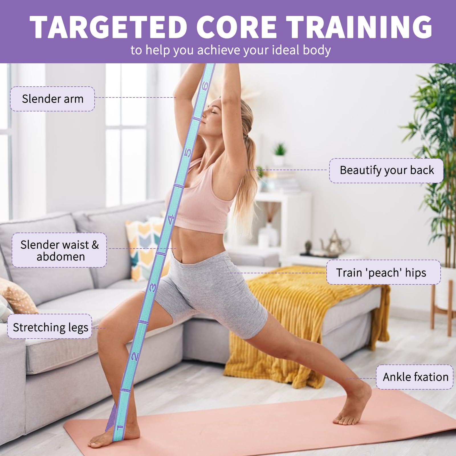 Adult Latin Training Elastic Bands Resistance Band Yoga Auxiliary Stretching Belt Beginner Pilates  2
