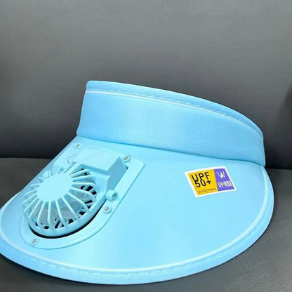 Outdoor Sun Protection Hat With USB Fan Large Brim Summer Visor 1