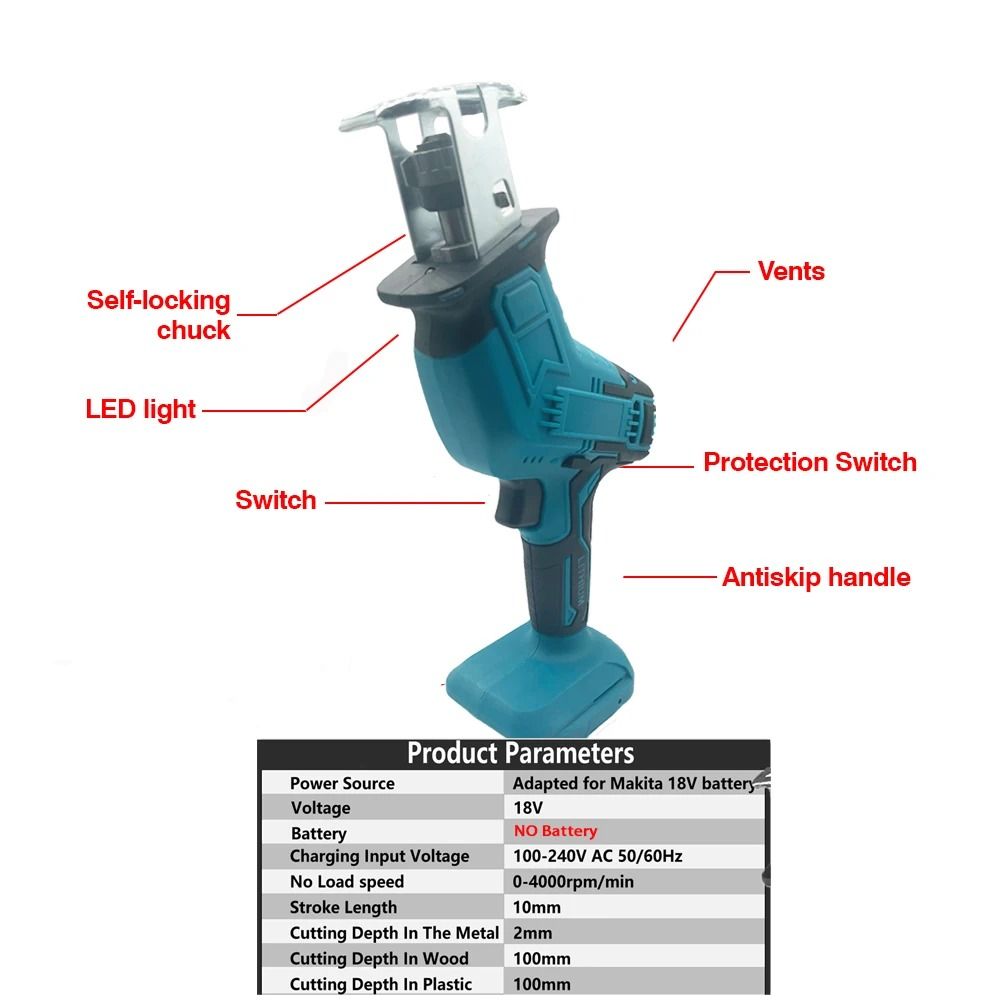 Cordless Electric Reciprocating Saw For Wood And Metal Cutting Portable Lithium Battery Power Tool 1