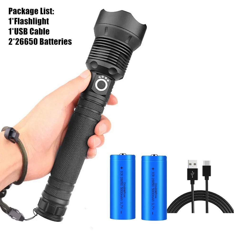 Rechargeable LED Flashlight 90000 Lumens Super Bright Waterproof Zoom Torch With 3 Lighting Modes 7