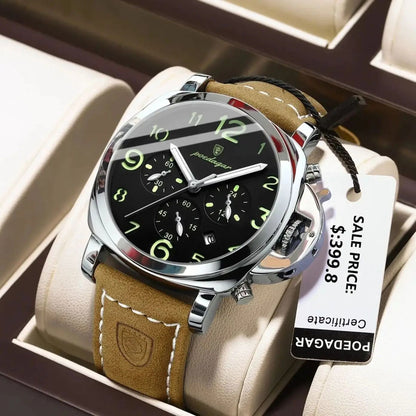 Luxury Military Waterproof Watch With Luminous Leather Strap Quartz Movement 1