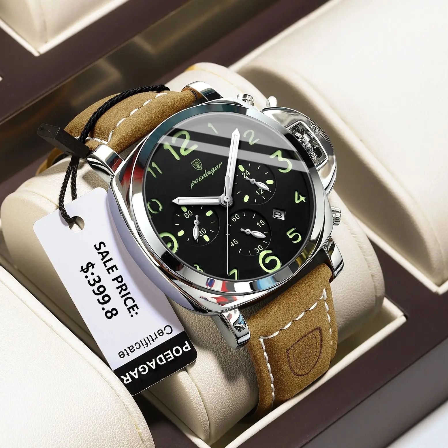 Luxury Military Waterproof Watch With Luminous Leather Strap Quartz Movement 2