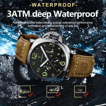 Luxury Military Waterproof Watch With Luminous Leather Strap Quartz Movement 3