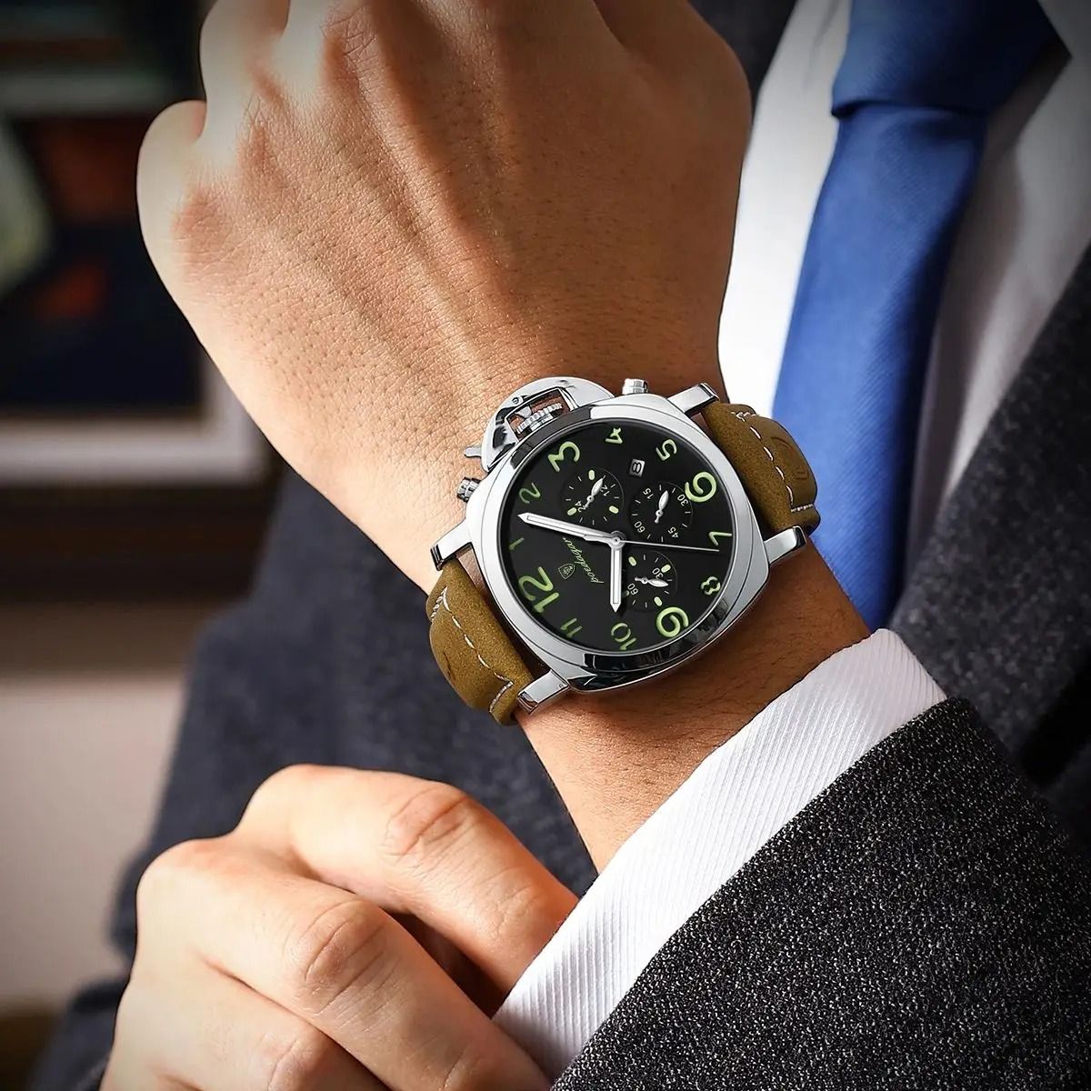 Luxury Military Waterproof Watch With Luminous Leather Strap Quartz Movement 5