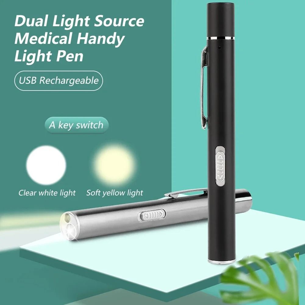 USB Rechargeable Medical Pen Light With Stainless Steel Clip Nursing Flashlight 3