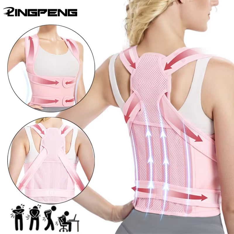 Adjustable Lightweight Back Brace, Posture Corrector for Women and Men, Straightener for Hunchback Scoliosis